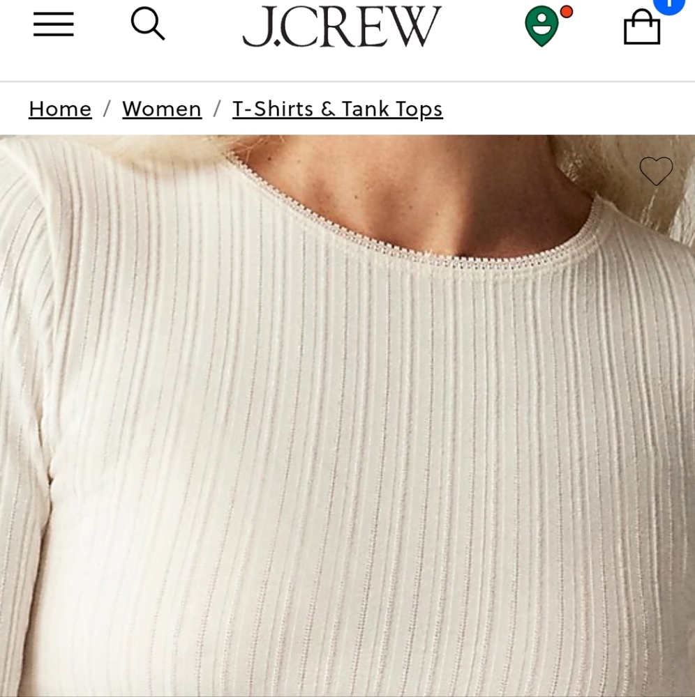 NIB J Crew Ribbed Ivory Pullover Top 2X